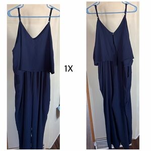 Navy Blue Sleeveless Jumpsuit 1X